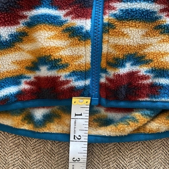 Patagonia Synchilla Snap T Fleece Vest Aztec Pattern gold blue Women jacket Sz S - Picture 4 of 15